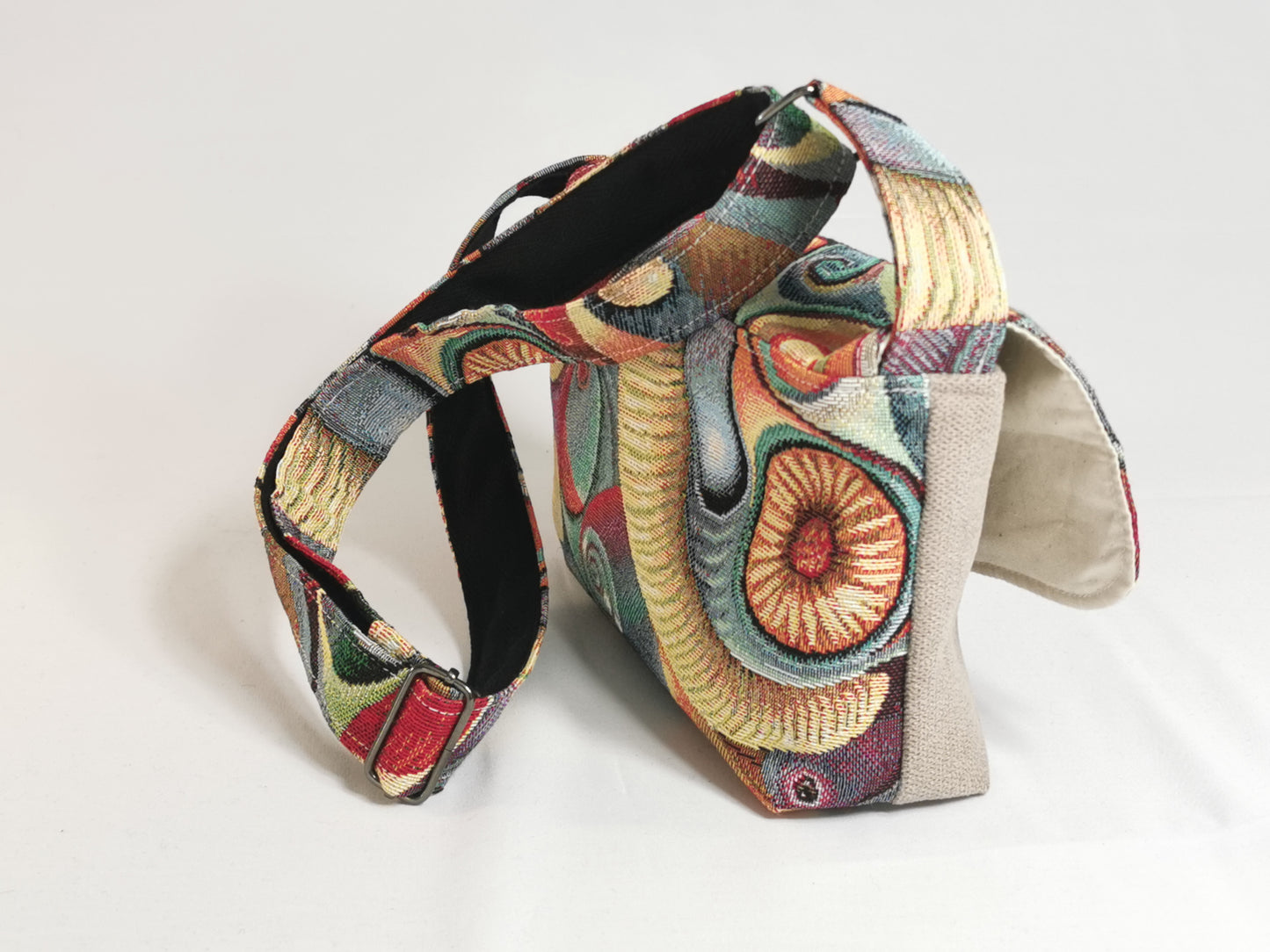 Petit sac à main bandoulière - Paon - Tatama-Cuir-et-Tissu