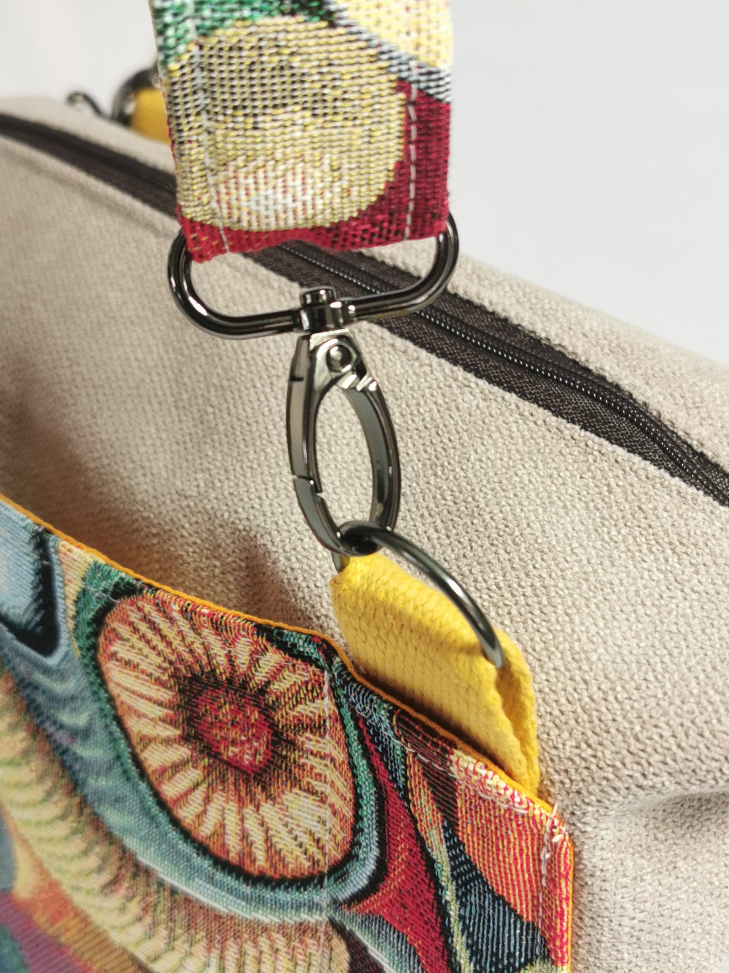 Sac boite zippé - Paon - Tatama-Cuir-et-Tissu