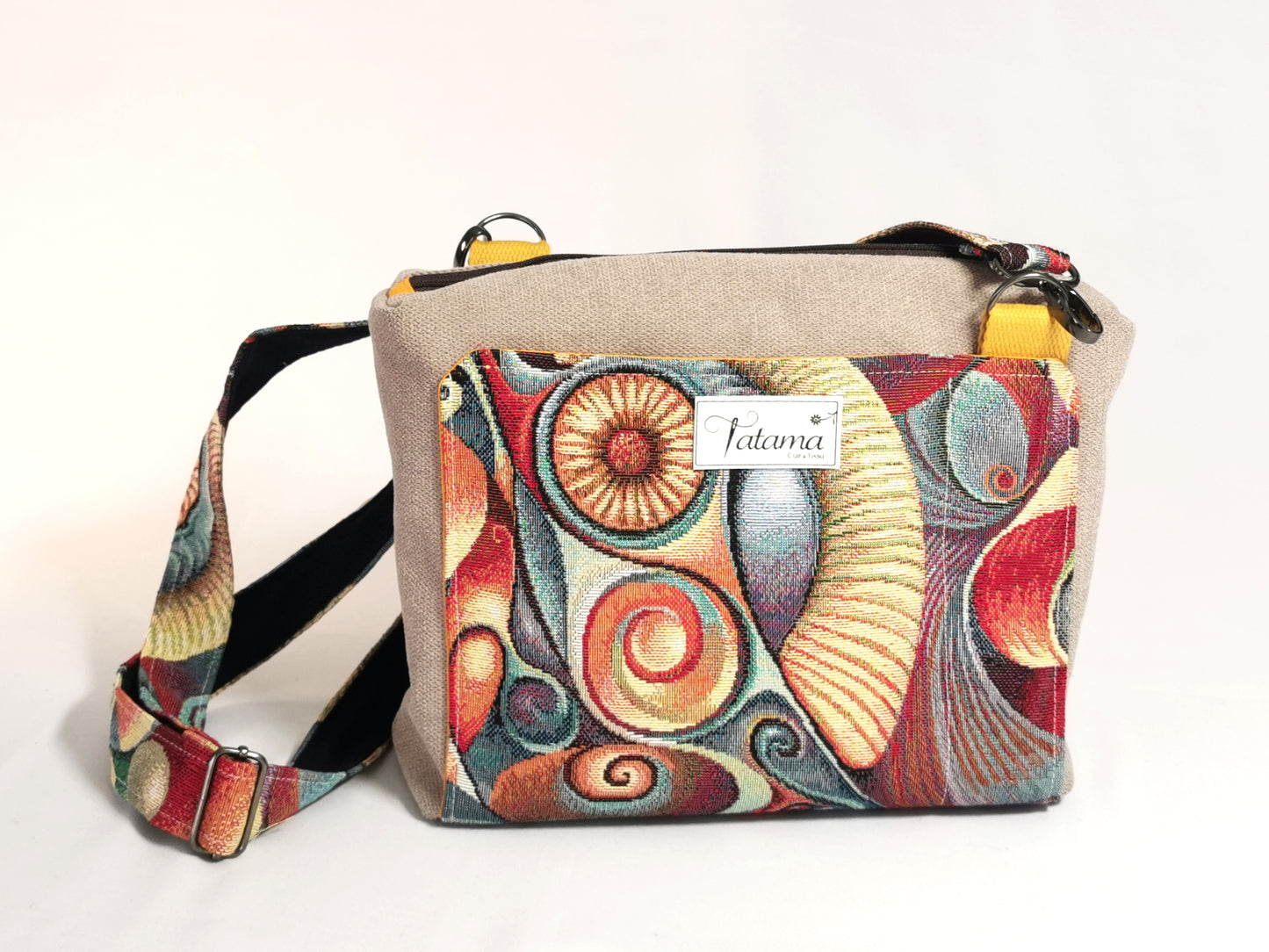 Sac boite zippé - Paon - Tatama-Cuir-et-Tissu