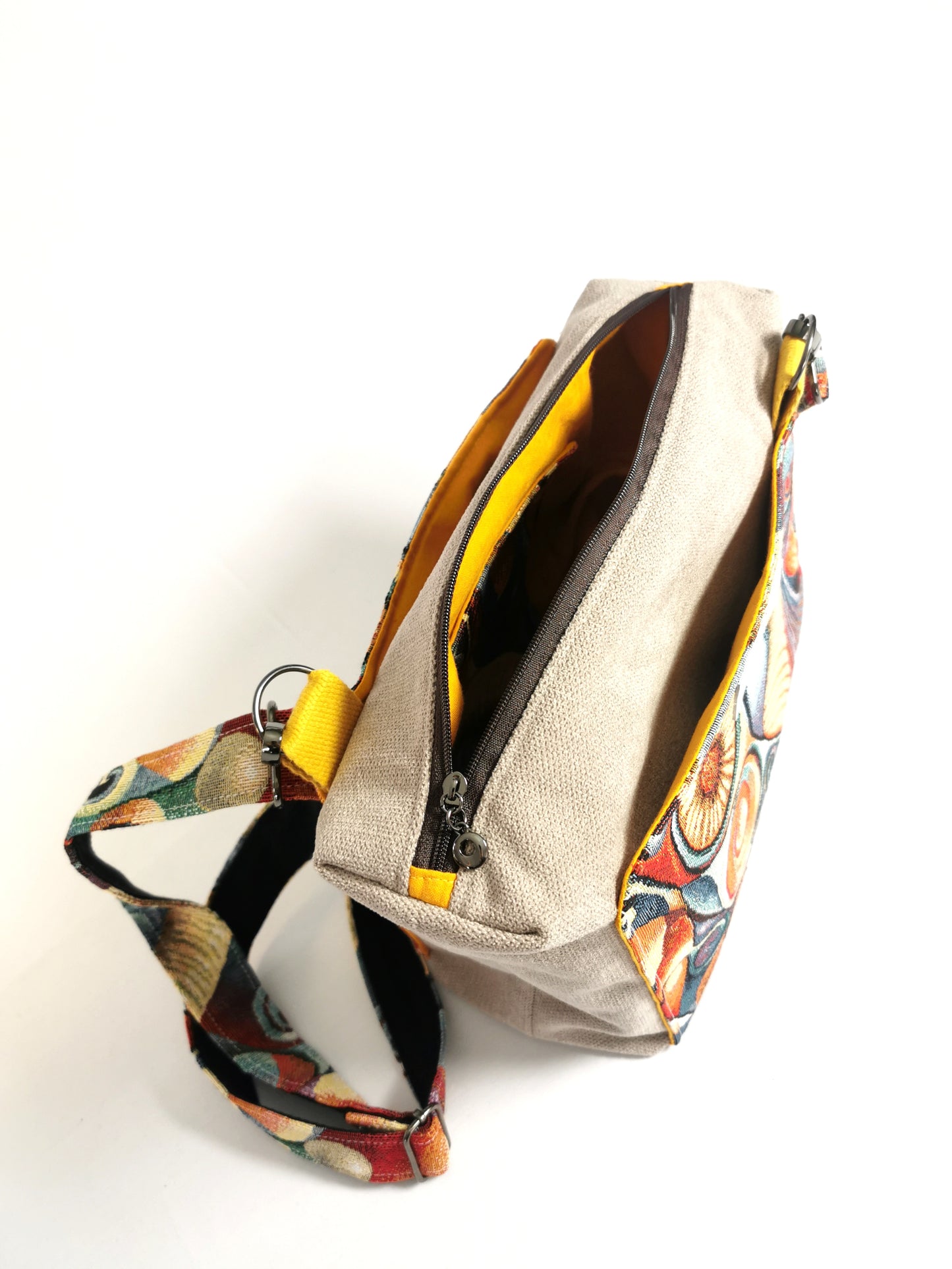 Sac boite zippé - Paon - Tatama-Cuir-et-Tissu