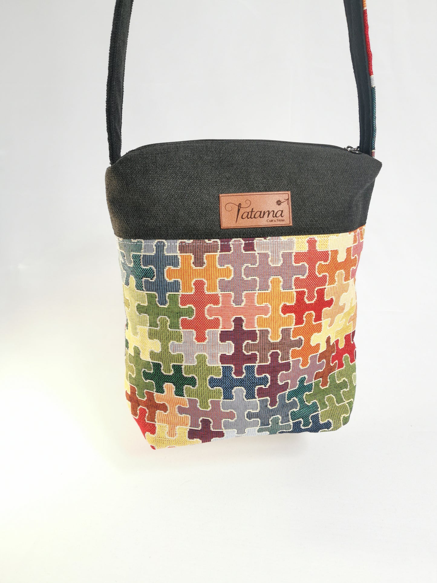 Sac à main Zip - Puzzles - Tatama-Cuir-et-Tissu