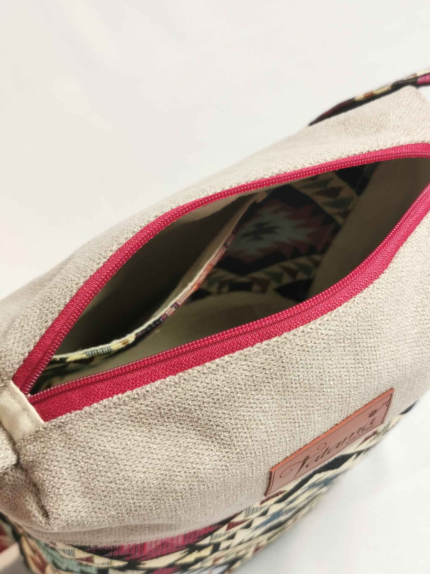 Sac à main Zip - Ethnique - Tatama-Cuir-et-Tissu