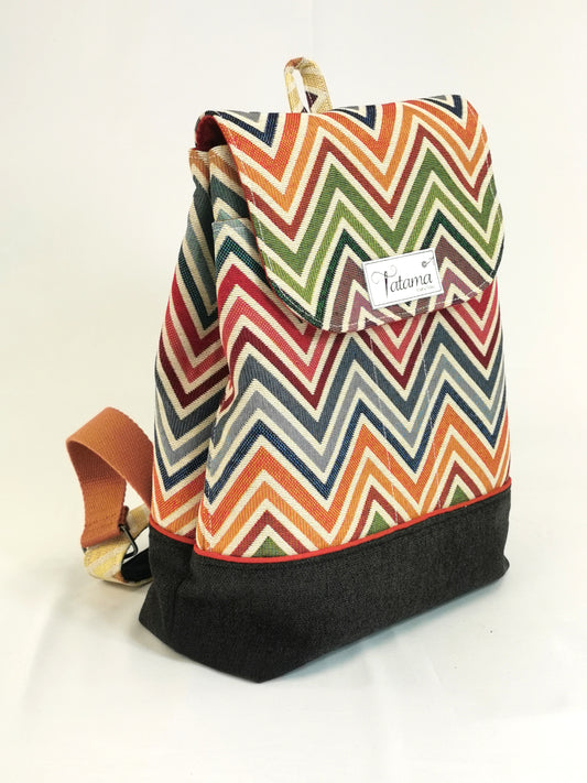 Sac à Dos - Chevrons - Tatama-Cuir-et-Tissu