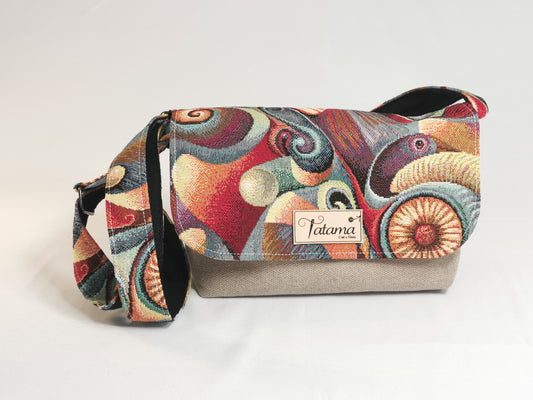 Petit sac à main bandoulière - Paon - Tatama-Cuir-et-Tissu