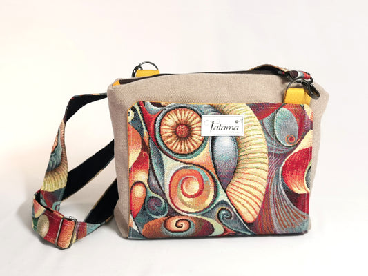 Sac boite zippé - Paon - Tatama-Cuir-et-Tissu