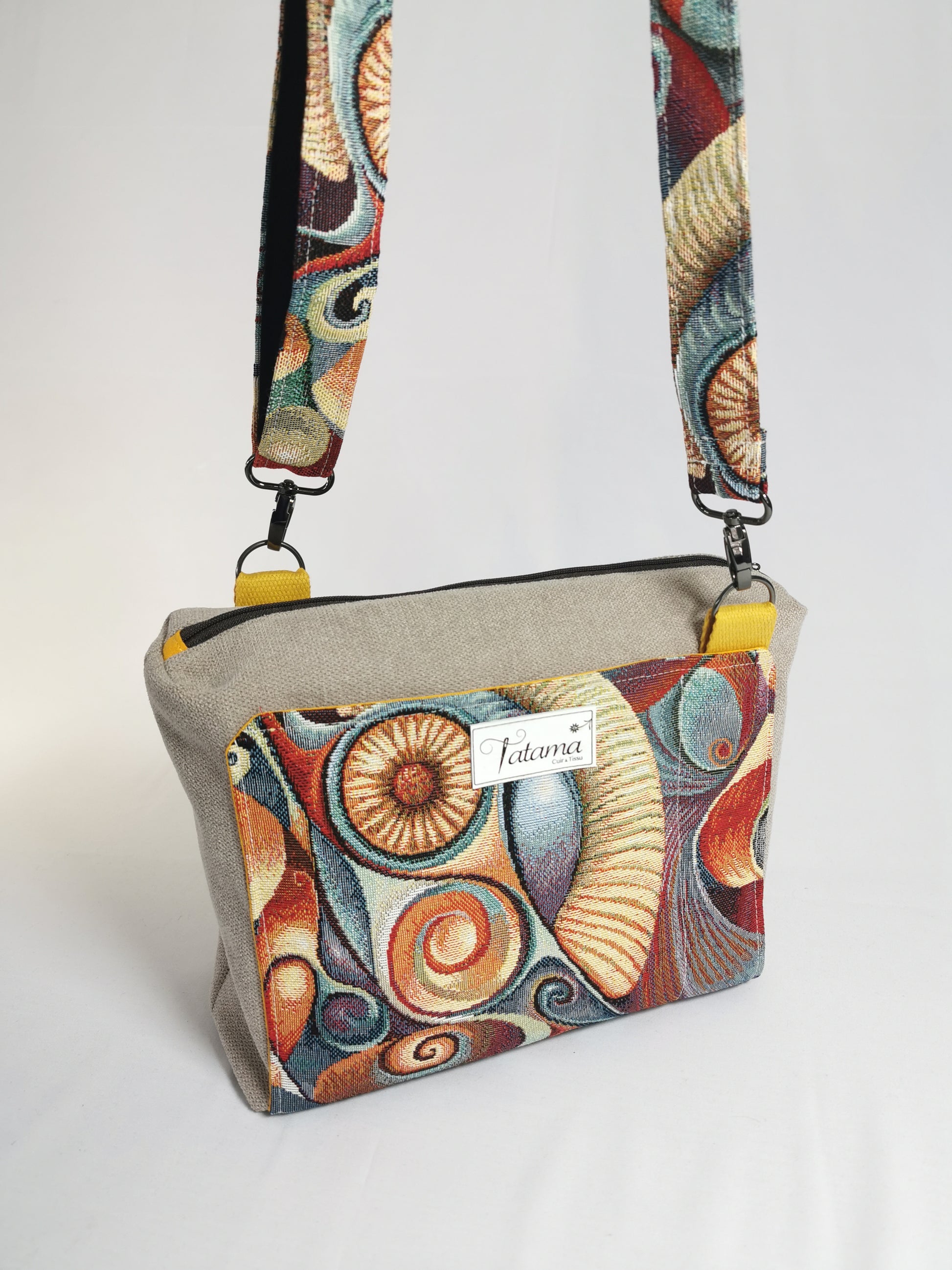 Sac boite zippé - Paon - Tatama-Cuir-et-Tissu