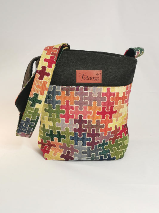 Sac à main Zip - Puzzles - Tatama-Cuir-et-Tissu