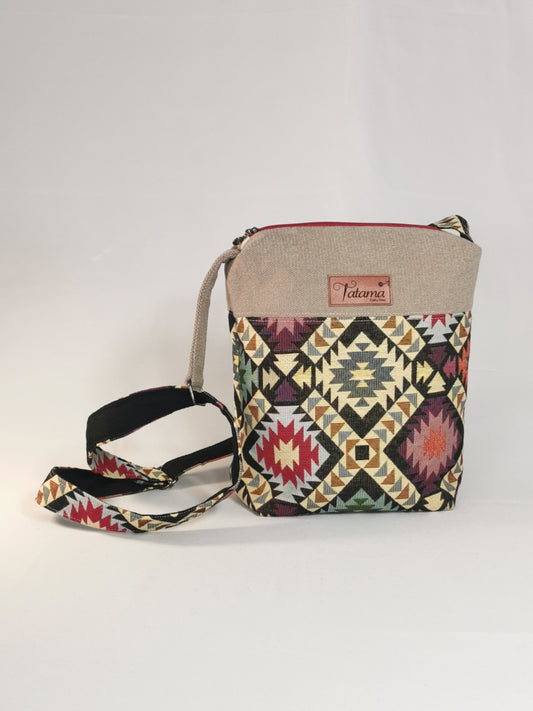 Sac à main Zip - Ethnique - Tatama-Cuir-et-Tissu