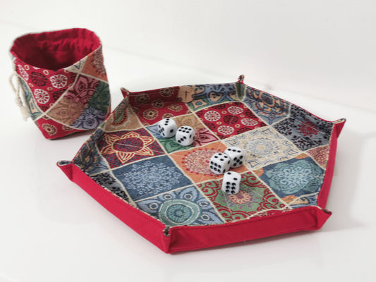 Piste de dés - Patchwork (Fond Rouge)